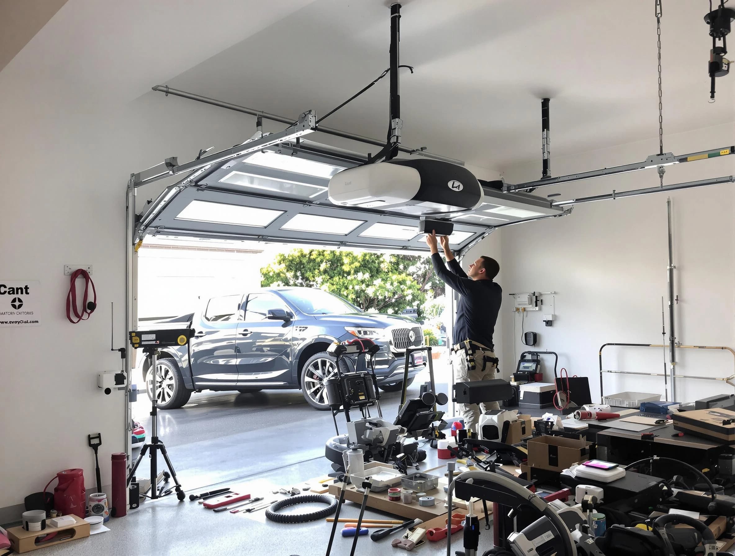 Meadowbrook Garage Door Repair specialist installing smart garage door opener system in Meadowbrook home