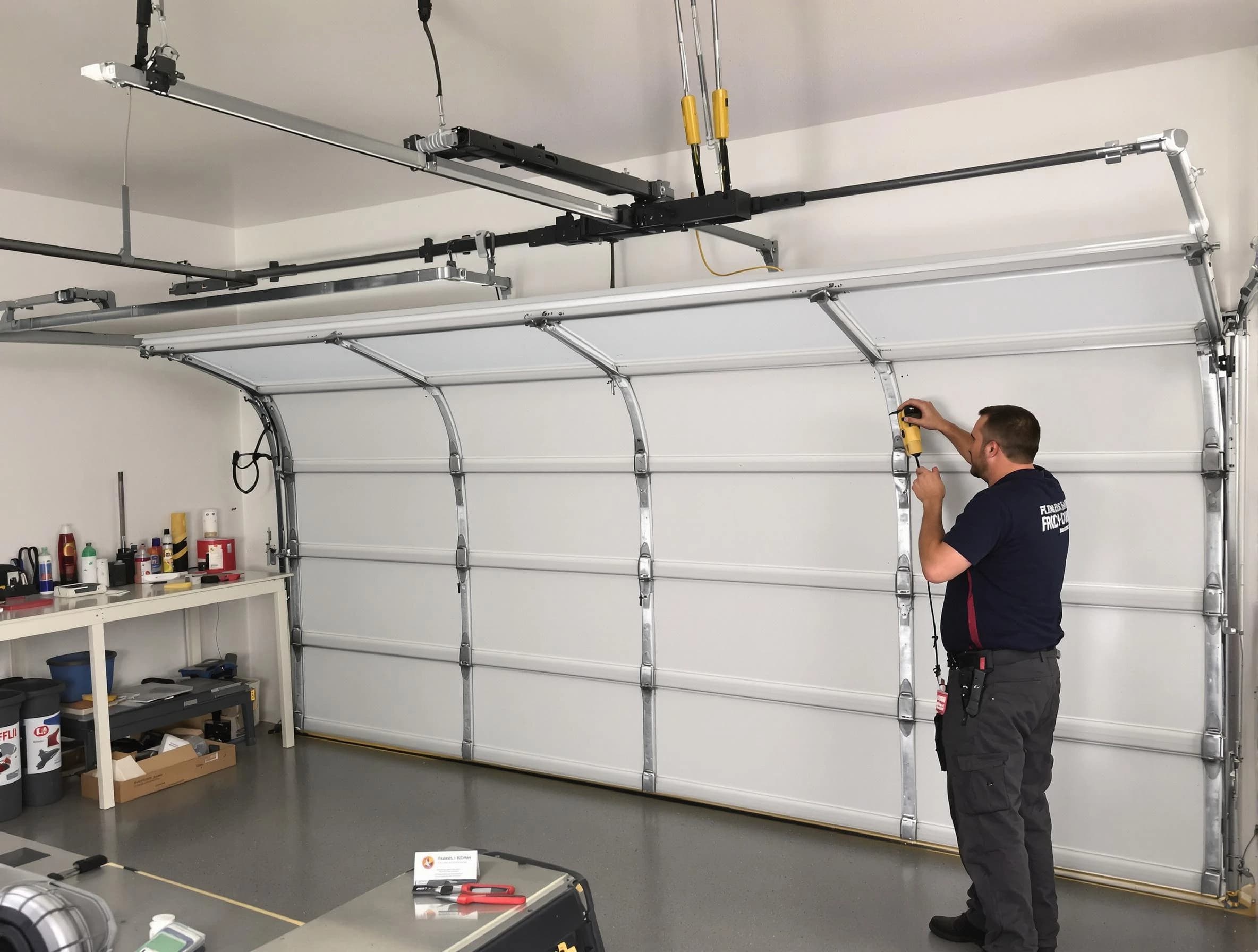 Meadowbrook Garage Door Repair certified technician performing overhead door system repair in Meadowbrook