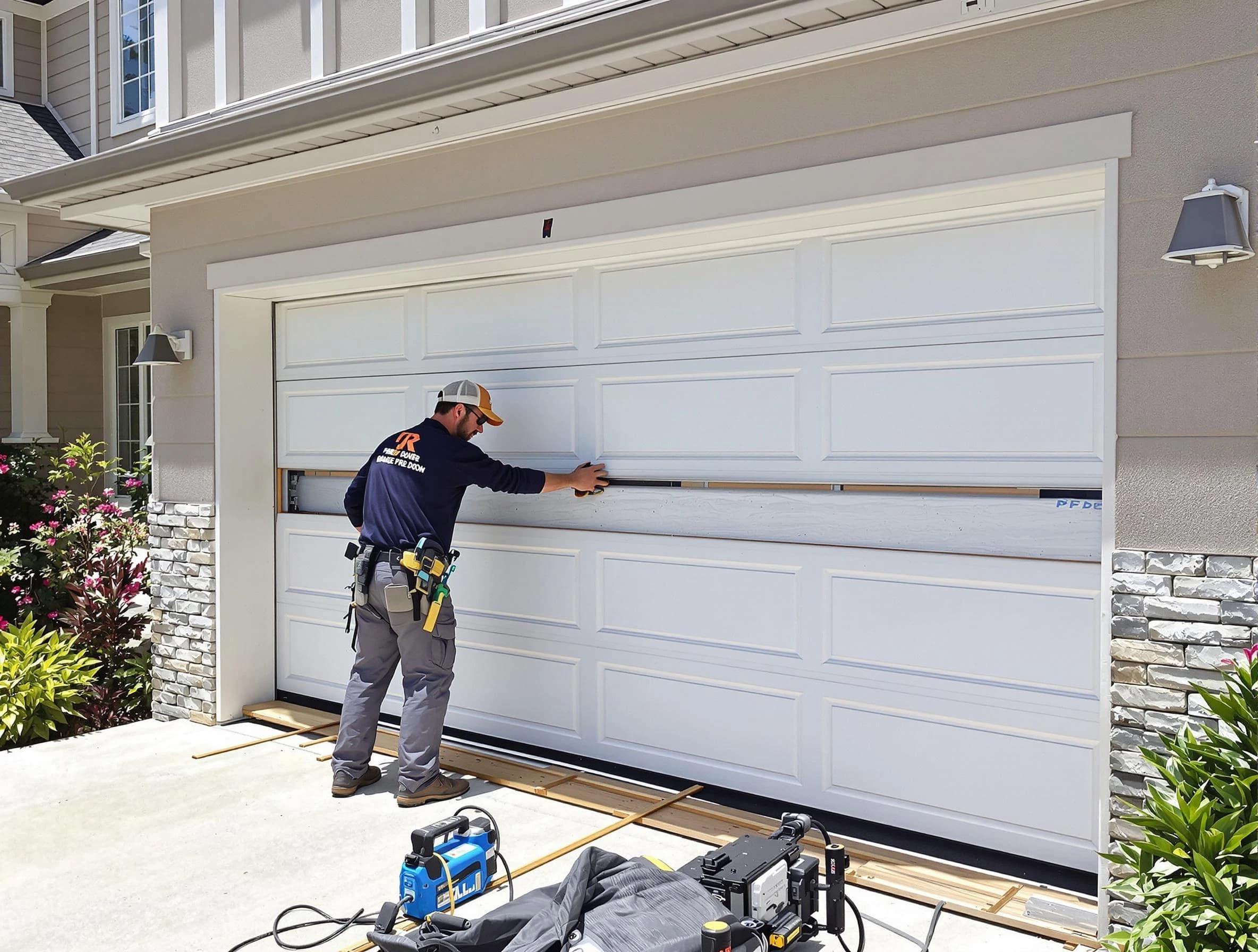 Meadowbrook Garage Door Repair team performing complete garage door replacement at Meadowbrook residence